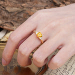 Unique, Minimalist 4-Prong Heart-Cut Citrine Engagement Ring - Additional view