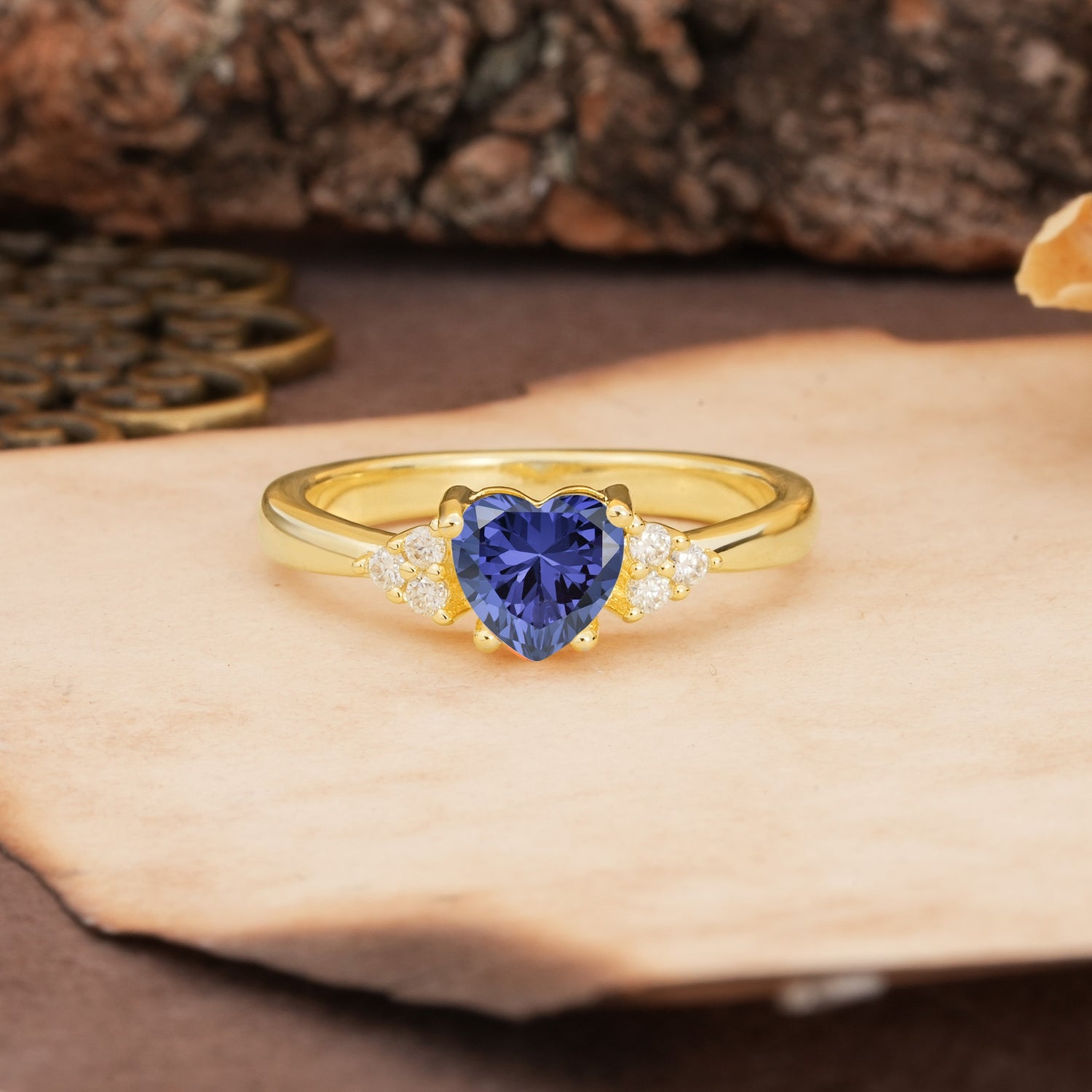Unique, Minimalist 4-Prong Heart-Cut Tanzanite Engagement Ring - Additional view