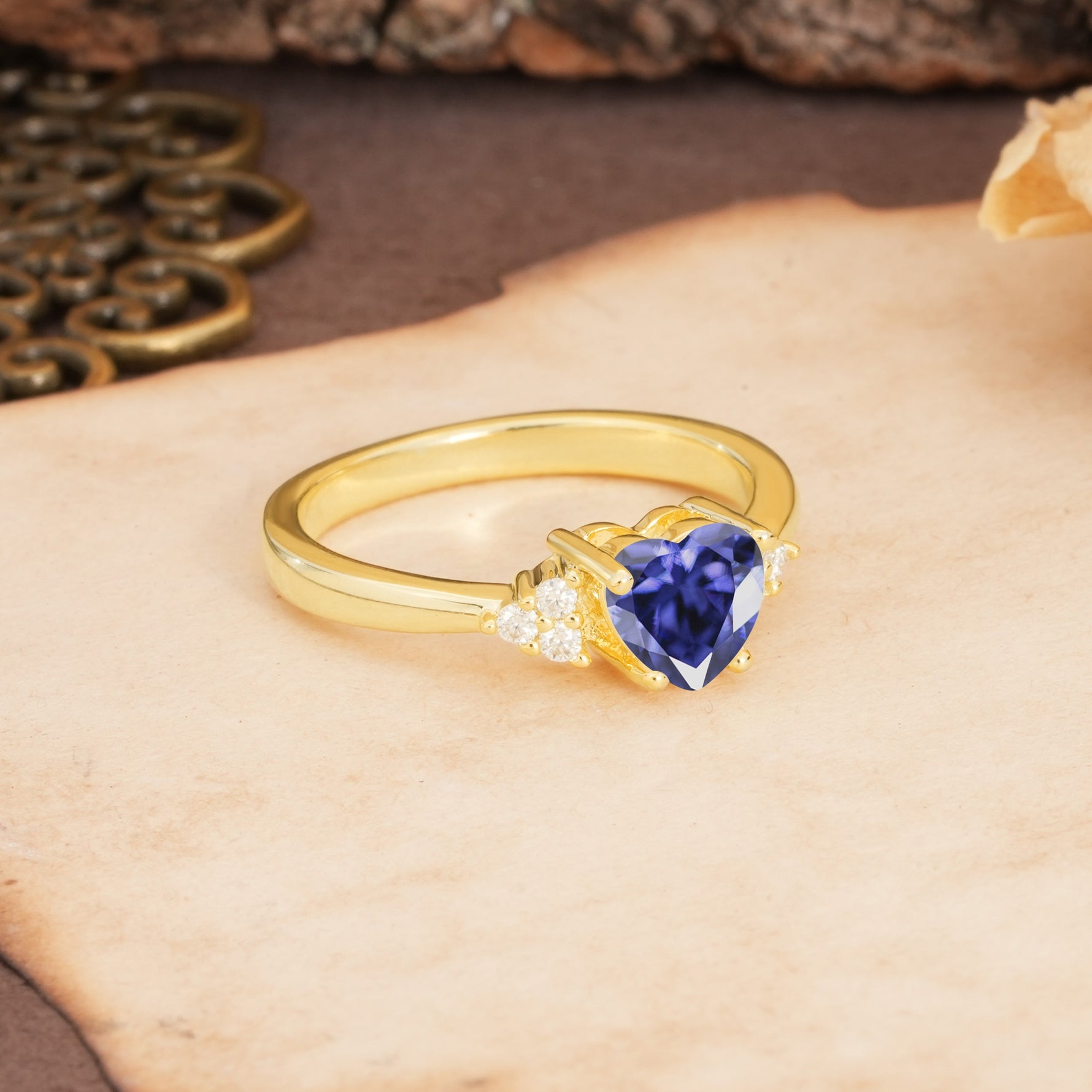Unique, Minimalist 4-Prong Heart-Cut Tanzanite Engagement Ring - Additional view