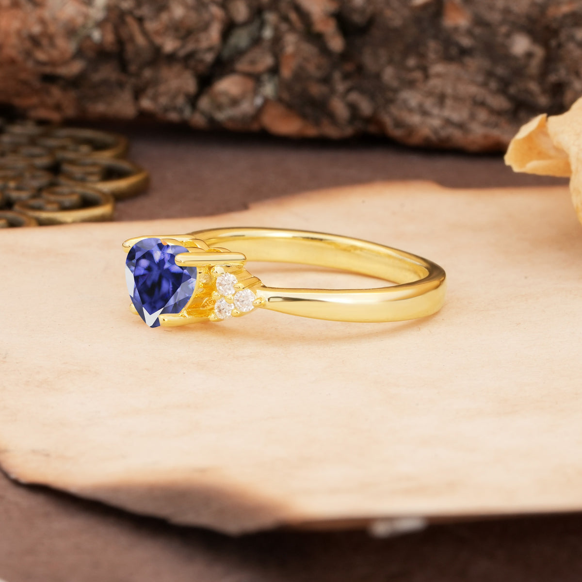 Unique, Minimalist 4-Prong Heart-Cut Tanzanite Engagement Ring - Additional view