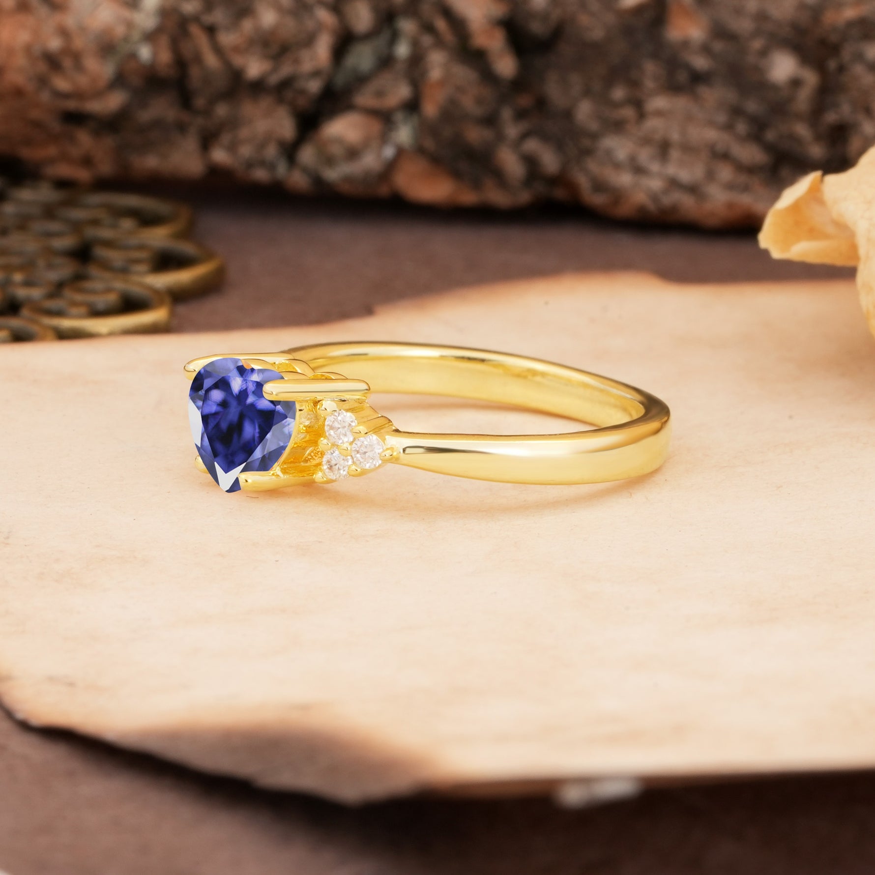 Unique, Minimalist 4-Prong Heart-Cut Tanzanite Engagement Ring - Additional view