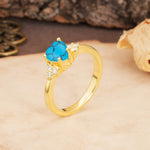Unique, Minimalist 4-Prong Heart-Cut Turquoise Engagement Ring - Additional view