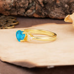 Unique, Minimalist 4-Prong Heart-Cut Turquoise Engagement Ring - Additional view