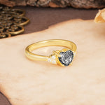 Unique, Minimalist 4-Prong Heart-Cut Black Rutilated Quartz Engagement Ring - Additional view