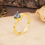 Unique, Minimalist 4-Prong Heart-Cut Black Rutilated Quartz Engagement Ring - Additional view