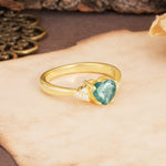 Unique, Minimalist 4-Prong Heart-Cut Moss Agate Engagement Ring - Additional view