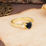Unique, Minimalist 4-Prong Heart-Cut Black Onyx Engagement Ring - Additional view