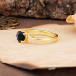 Unique, Minimalist 4-Prong Heart-Cut Black Onyx Engagement Ring - Additional view