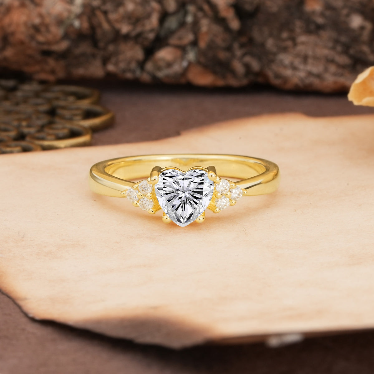 Unique, Minimalist 4-Prong Heart-Cut Lab Diamond Engagement Ring - Additional view
