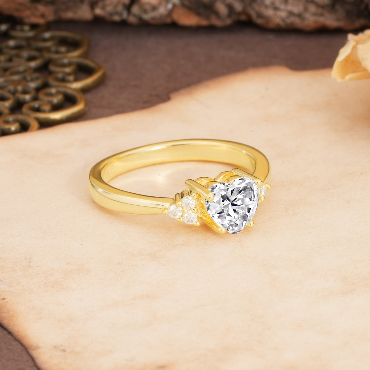 Unique, Minimalist 4-Prong Heart-Cut Lab Diamond Engagement Ring - Additional view