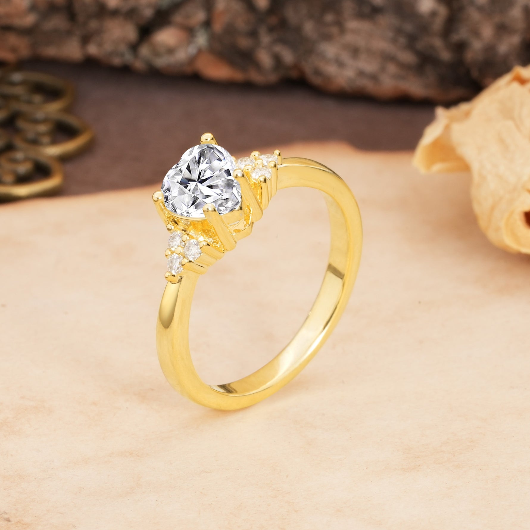 Unique, Minimalist 4-Prong Heart-Cut Lab Diamond Engagement Ring - Additional view
