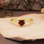 Unique, Minimalist 4-Prong Heart-Cut Garnet Engagement Ring - Additional view