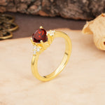 Unique, Minimalist 4-Prong Heart-Cut Garnet Engagement Ring - Additional view
