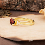 Unique, Minimalist 4-Prong Heart-Cut Garnet Engagement Ring - Additional view