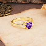 Unique, Minimalist 4-Prong Heart-Cut Amethyst Engagement Ring - Additional view