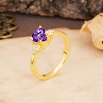 Unique, Minimalist 4-Prong Heart-Cut Amethyst Engagement Ring - Additional view