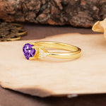 Unique, Minimalist 4-Prong Heart-Cut Amethyst Engagement Ring - Additional view