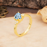 Unique, Minimalist 4-Prong Heart-Cut Aquamarine Engagement Ring - Additional view
