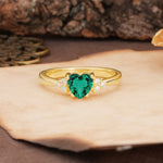 Unique, Minimalist 4-Prong Heart-Cut Emerald Engagement Ring - Additional view