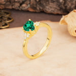 Unique, Minimalist 4-Prong Heart-Cut Emerald Engagement Ring - Additional view