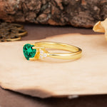 Unique, Minimalist 4-Prong Heart-Cut Emerald Engagement Ring - Additional view