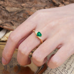 Unique, Minimalist 4-Prong Heart-Cut Emerald Engagement Ring - Additional view
