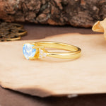 Unique, Minimalist 4-Prong Heart-Cut Moonstone Engagement Ring - Additional view