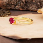 Unique, Minimalist 4-Prong Heart-Cut Ruby Engagement Ring - Additional view