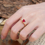 Unique, Minimalist 4-Prong Heart-Cut Ruby Engagement Ring - Additional view
