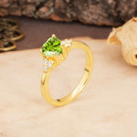 Unique, Minimalist 4-Prong Heart-Cut Peridot Engagement Ring - Additional view