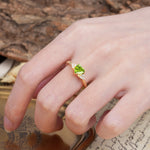 Unique, Minimalist 4-Prong Heart-Cut Peridot Engagement Ring - Additional view
