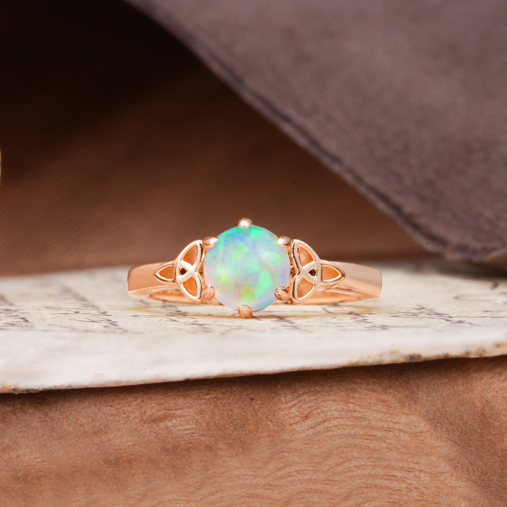 Unique Luxurious 4-Prong Oval Cut Fire Opal Engagement Ring - Additional view