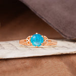 Unique Luxurious 4-Prong Oval Cut Turquoise Engagement Ring - Additional view