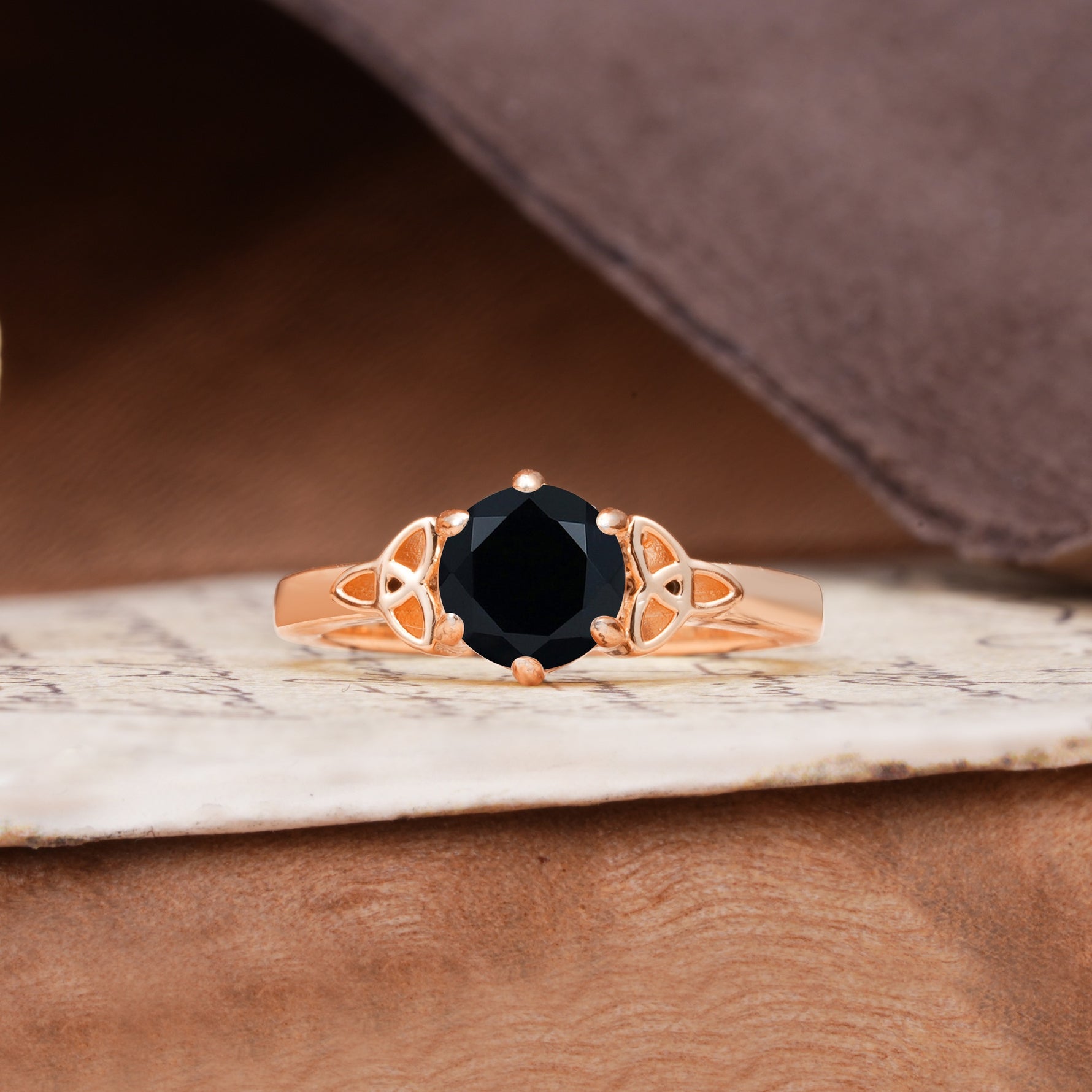 Unique Luxurious 4-Prong Oval Cut Black Onyx Engagement Ring - Additional view