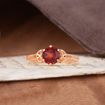 Unique Luxurious 4-Prong Oval Cut Garnet Engagement Ring - Additional view