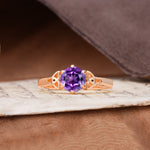 Unique Luxurious 4-Prong Oval Cut Amethyst Engagement Ring - Additional view
