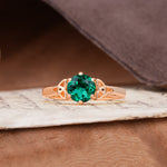 Unique Luxurious 4-Prong Oval Cut Emerald Engagement Ring - Additional view