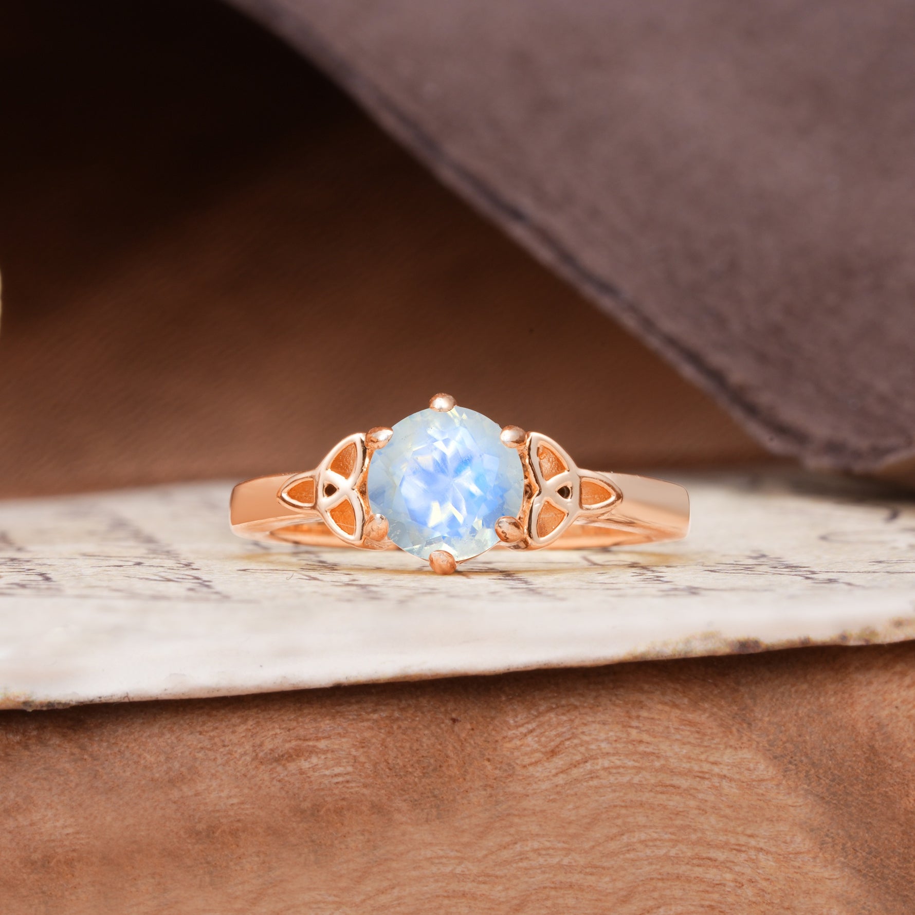 Unique Luxurious 4-Prong Oval Cut Moonstone Engagement Ring - Additional view