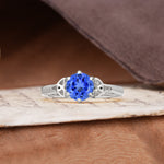 Unique Luxurious 4-Prong Oval Cut Sapphire Engagement Ring - Additional view