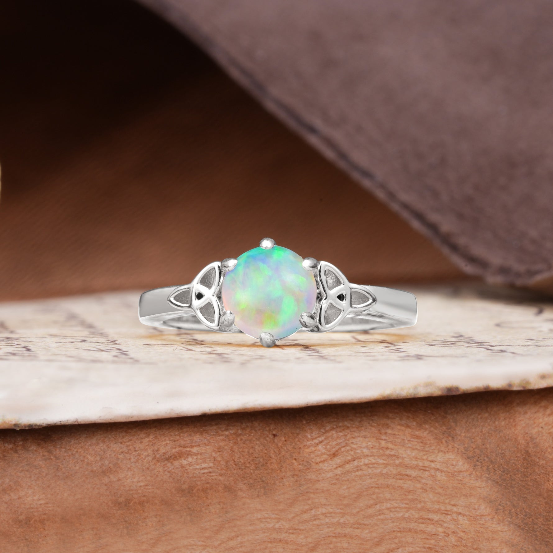 Unique Luxurious 4-Prong Oval Cut Fire Opal Engagement Ring - Additional view