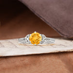 Unique Luxurious 4-Prong Oval Cut Citrine Engagement Ring - Additional view