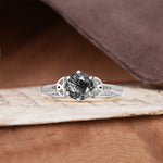 Unique Luxurious 4-Prong Oval Cut Black Rutilated Quartz Engagement Ring - Additional view
