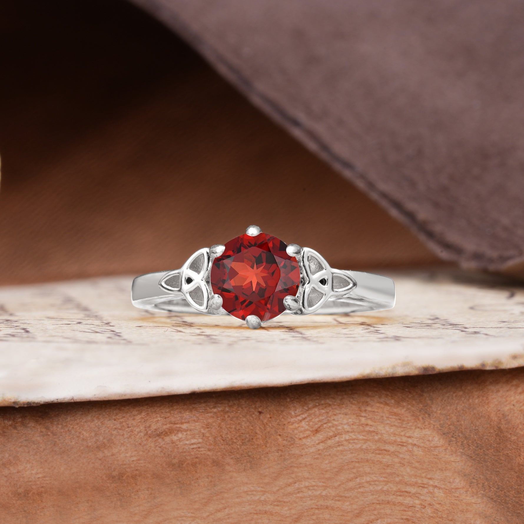 Unique Luxurious 4-Prong Oval Cut Garnet Engagement Ring - Additional view