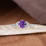 Unique Luxurious 4-Prong Oval Cut Amethyst Engagement Ring - Additional view