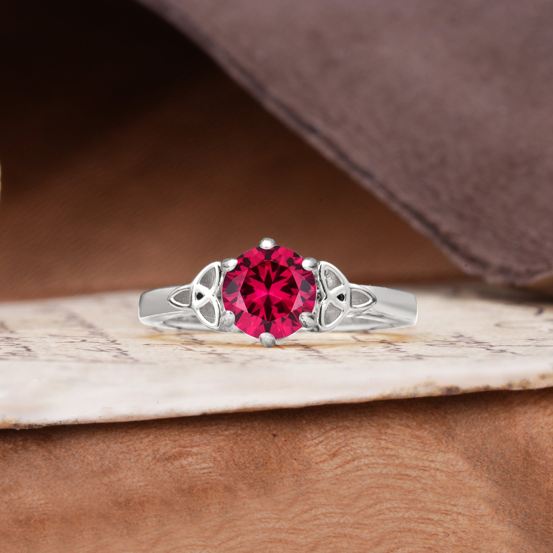 Unique Luxurious 4-Prong Oval Cut Ruby Engagement Ring - Additional view