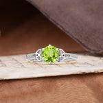 Unique Luxurious 4-Prong Oval Cut Peridot Engagement Ring - Additional view
