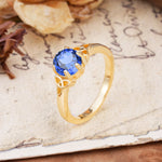Unique Luxurious 4-Prong Oval Cut Sapphire Engagement Ring - Additional view