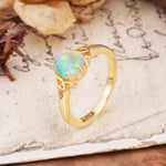 Unique Luxurious 4-Prong Oval Cut Fire Opal Engagement Ring - Additional view