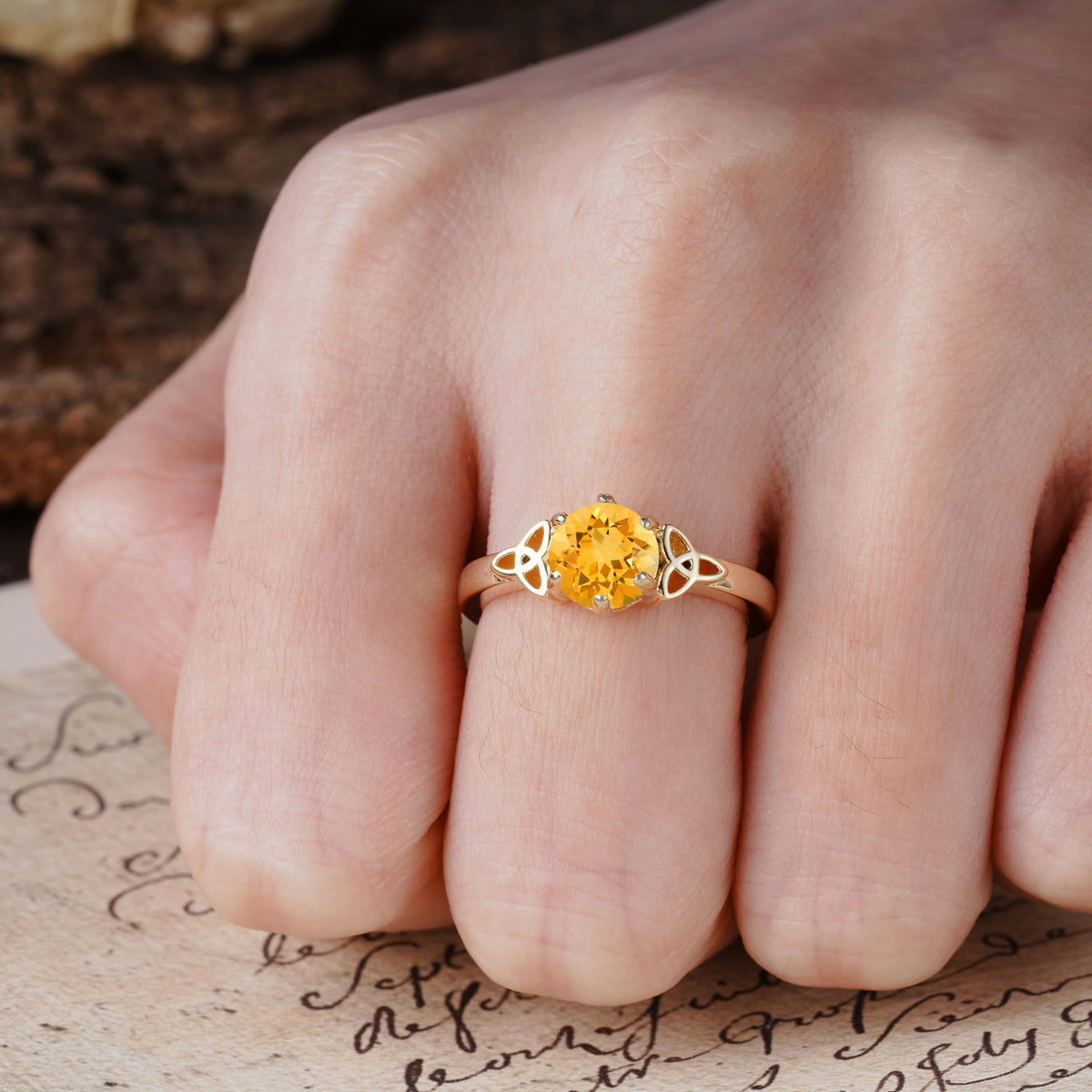 Unique Luxurious 4-Prong Oval Cut Citrine Engagement Ring - Additional view
