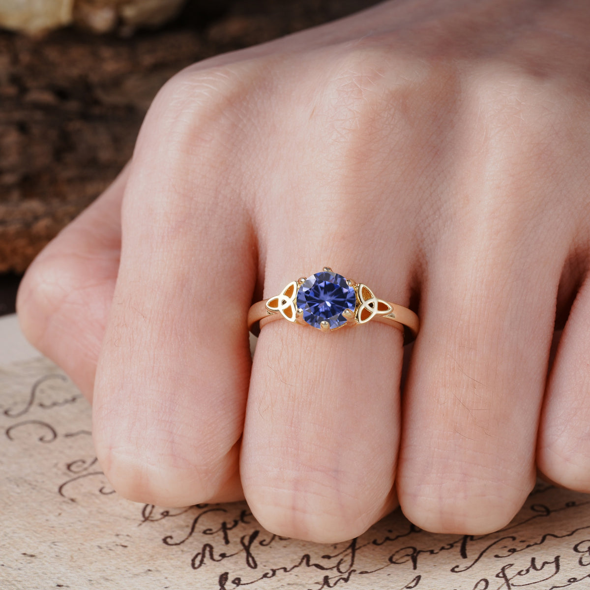 Unique Luxurious 4-Prong Oval Cut Tanzanite Engagement Ring - Additional view